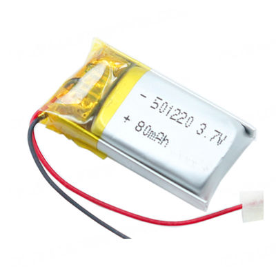 Small Size Li Poly Battery Pack 80Mah Capacity Lipo 501220 3.7V