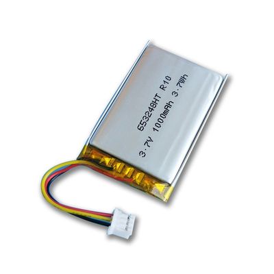 GPS Tracker 3.7V 653248 Li Ion Battery Pack , 1000mah Small Li Polymer Battery