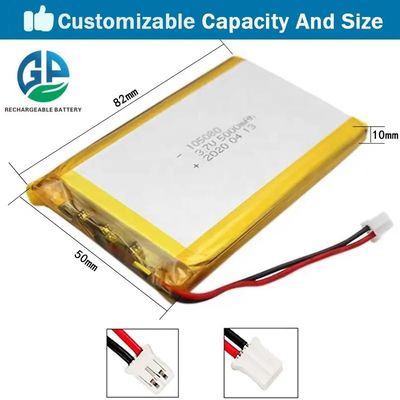 IEC62133 105080 2P Li Polymer Rechargeable Lipo Battery 3.7V 10000mAh Custom