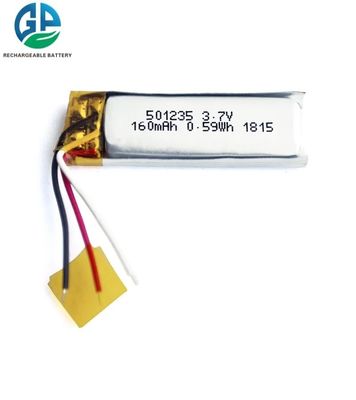 Rechargeable 501235 160mAh 3.7V Lipo Battery Pack KC IEC62133 Lithium Polymer Batteries For Toys