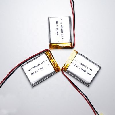 IEC62133 UL Approved 803040 Li Polymer Battery 3.7v 1000mAh