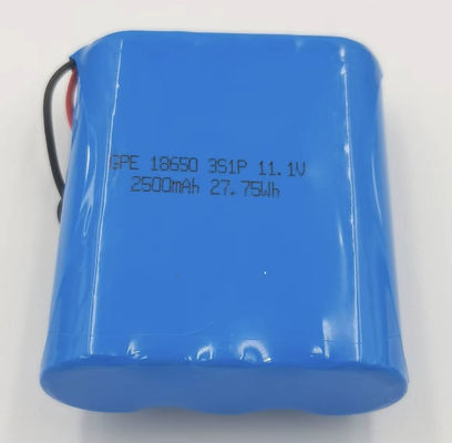 Buy 18650 Lithium Battery Pack 11.1V 2500mAh with 500 Cycle Life for Detectors and Medical Equipment online manufacture