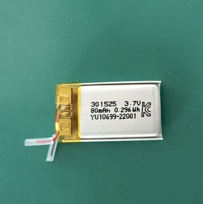 Buy KC / CB 301525 3.7v Li Polymer Battery , 80mAh Li Ion Polymer Battery Pack online manufacture