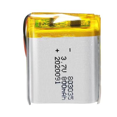 Buy 3.7V 800mah 803035 Lithium Polymer Battery Pack  500times Cycle Life online manufacture