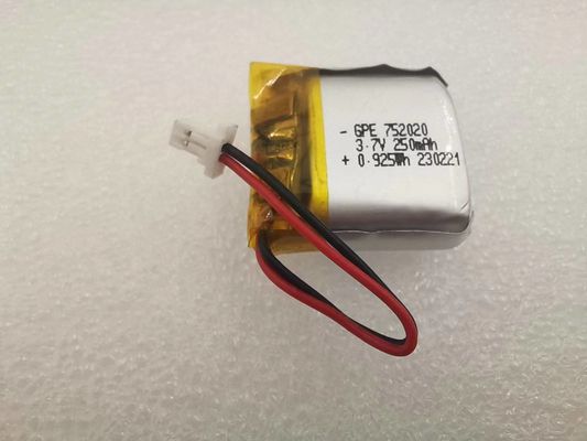 Buy 3.7V 250mAh 752020 Li Polymer Battery for Beauty Devices with 500 Cycle Life online manufacture