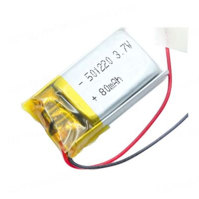 Buy 80mAh 501220 3.7V KC Polymer Lithium Battery With Wire PCM Connector online manufacture