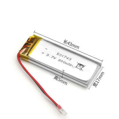 Buy 300mAh 3.7V Li Poly Rechargeable Battery Pack , KC Lipo Battery Pack 501743 online manufacture