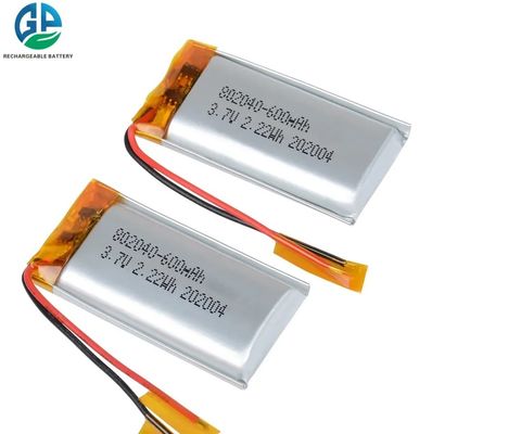 Buy KC 3.7v 2.22wh 600mah Lipo Battery Pack , 802040 Li Poly Rechargeable Battery Pack online manufacture
