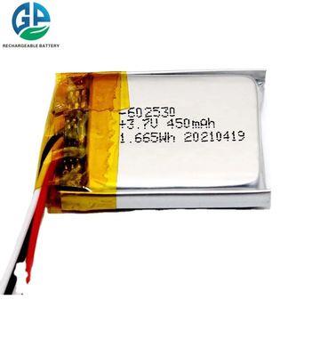 Buy KC rechargeable li polymer battery 3.7V 450mAh 1.665Wh 602530 online manufacture