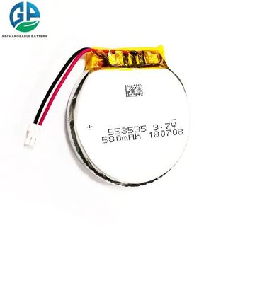 Buy 553535 580mah 3.7v Li Ion Polymer Battery Circle Shape High Capacity online manufacture