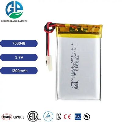 Buy KC Approved 753048 1200mAh 3.7v Rechargeable Lipo Battery For Monitor Smart Toy online manufacture
