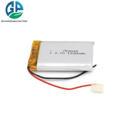 Buy KC IEC62133 Approve 753048 3.7V 1100mAh Lipo Battery Rechargeable Battery Pack With Pcb Li-Polymer Battery online manufacture