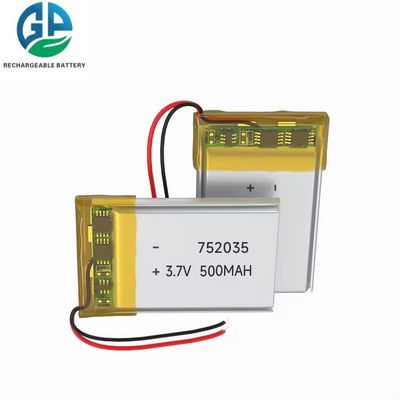 Buy KC CB IEC62133 Approved Rechargeable Lipo Battery 3.7V 500mAh 752035 Lithium Polymer Battery online manufacture