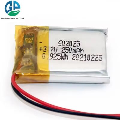 Buy IEC62133 KC Approved Polymer Rechargeable Lipo 602025 250mah 3.7v Lithium Battery online manufacture