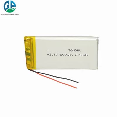 Buy 3.7V 800mah IEC62133 KC Approved 304060 Lithium Polymer Battery Pack 500times Cycle Life online manufacture