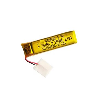 Buy 3.7V 70mah 400830 Polymer Rechargeable Battery Lithuim Battery High Discharge Rate Battery online manufacture