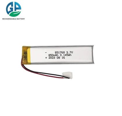 Buy High Capacity 3.7V 850mAh 500times Cycle Life Lithium Polymer Rechargeable Battery 851768 1S1P online manufacture