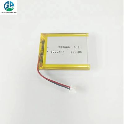 Buy High Discharge Rate Battery 3.7V 3000mah 30C Max60C Rechargeable Lipo Battery 755060 3.7v 3000mah li-ion battery for Digital Products online manufacture