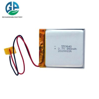 buy High Capacity 3.7V 850mAh Lithium Ion Polymer Battery 553640 Rechargeable Lipo Battery online manufacture