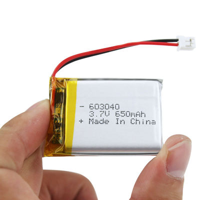 Buy IEC62133 Certified 3.7V 650mAh Lipo Battery 603040 Rechargeable Lithium Polymer Battery Pack online manufacture
