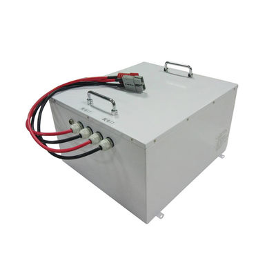 Buy Rechargeable 48V 50Ah LiFePO4 Forklift Battery Pack for AGV Trucks with BMS and LED Display online manufacture