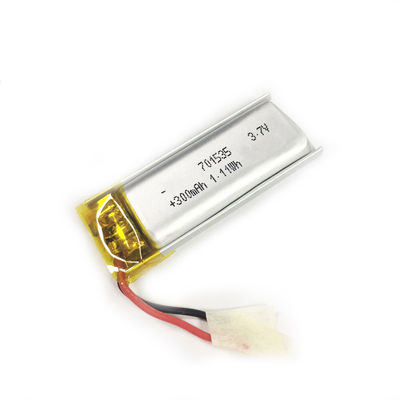 IEC62133/KC Approved 3.7V Li Polymer Battery 300mAh Capacity 7*15*35mm Size Lipo Battery