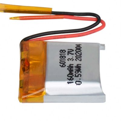 601818 3.7V 160mAh Lithium Polymer Battery with 500 Cycle Life for Digital Devices