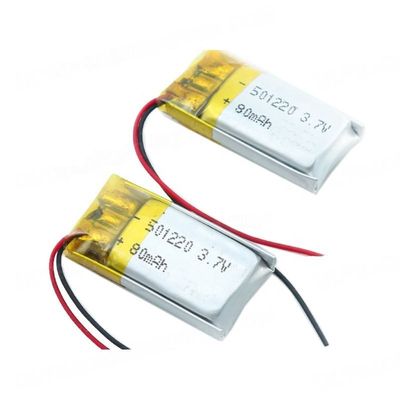 Rechargeable Small Size 5*12*20mm 3.7V 80mAh Lithium Polymer Battery for BT Headset and Portable Devices