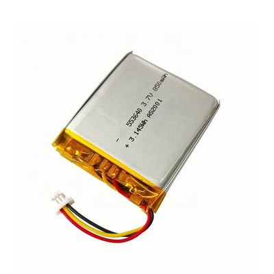 553640 Rechargeable 3.7V 850mAh Lithium Polymer Battery Pack with 500 Times Cycle Life