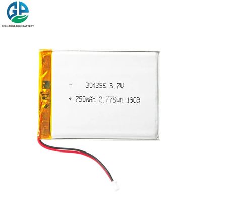 7.4V 750mAh Lipo Battery Pack with 500 Times Cycle Life Rechargeable Lithium Polymer Battery
