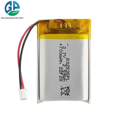 3.7V 700mAh 802535 Lithium Polymer LiPo Battery Pack with OEM ODM Customization