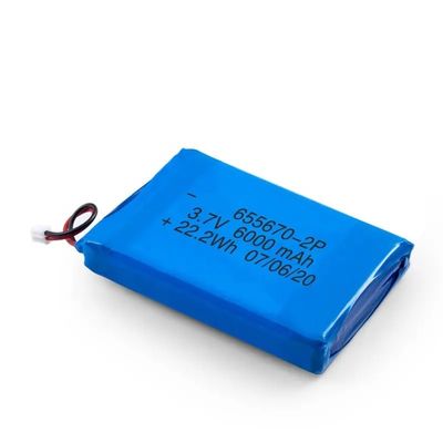 2C Discharge Rechargeable Li Polymer Battery with 6000mAh Capacity and Overcharge Protection