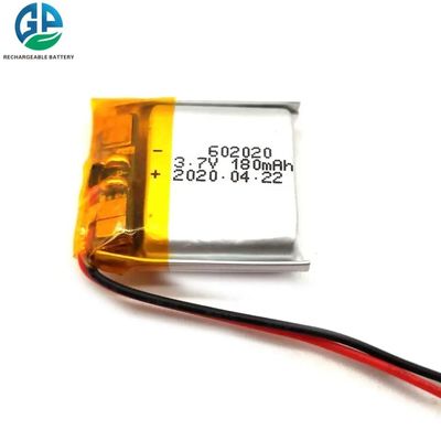602020 Rechargeable Lithium Polymer Battery 3.7V 180mAh with 500 Times Cycle Life