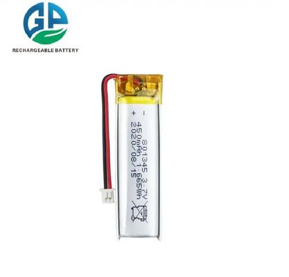 CB IEC62133 Li Ion Battery Pack 3.7V Lithium Battery 801345 450mAh Smart Home Lithium Battery