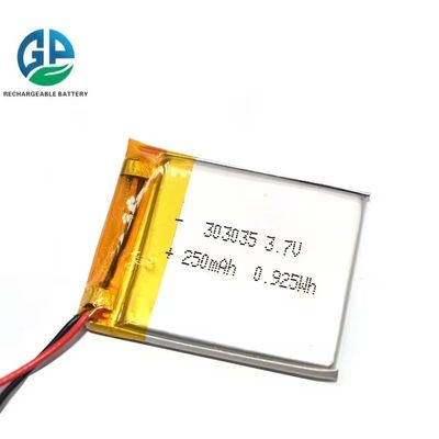 3.7V 250mAh 303035 Lithium Polymer Battery Pack UL1642 IEC62133 KC CB Approved Rechargeable LiPo Battery