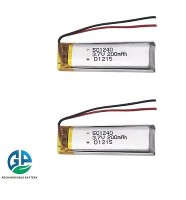 Small 3.7V 200mAh 501240 Li Polymer Battery for Electronic Toys and Smart Devices