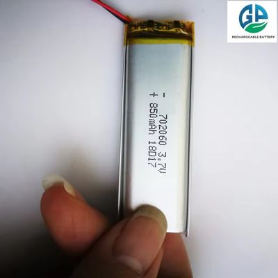 High Capacity 3.7V 850mAh Lithium Ion Polymer Battery 500times Lithium Ion Polymer Battery 702060 3.7v 850mah