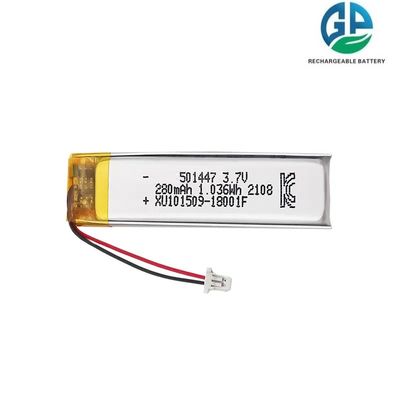 High Discharge Rate Battery 30C  Rechargeable 501447 Customized LED Li-Polymer 3.7v 280mah Lipo Battery