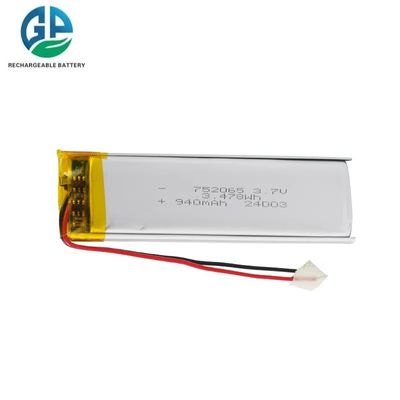 KC CB IEC62133 LiPo Rechargeable Battery Pack 752065 940mAH Lithium Polymer Cell Lipo Battery 3.7v 10ah Tracker Battery