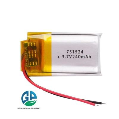 Rechargeable Lipo 10C Lithium Battery Cells 3.7V 240mAh 751525 751524 For Mobile Power Charging Treasure Power GPS