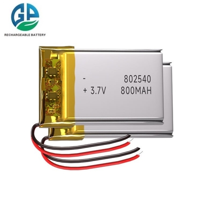 3.7v Li-polymer Battery 800mah 802540 Lithium Polymer Battery 802540 Lithium Polymer Battery Pack  500times Cycle Life