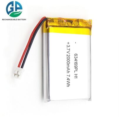 High Capacity 2000mAh 3.7V Lithium Polymer Battery Pack with 500times Cycle Life Rechargeable Lipo Battery 634169