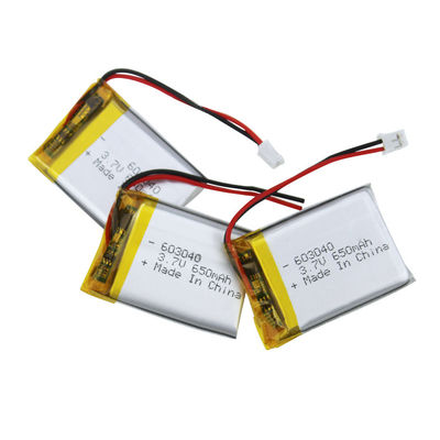 RoHS Certified 3.7V 650mAh Lithium Polymer Battery with 500 Cycle Life for Medical Devices