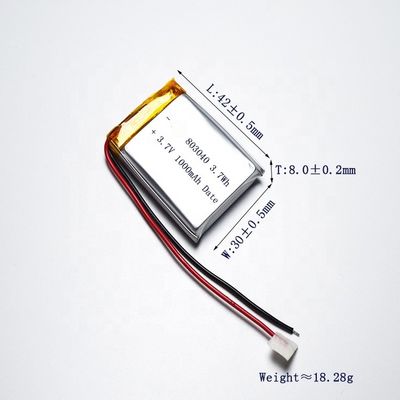 Lithium Polymer UN38.3 1C 803040 3.7 V 1000mah Lipo Battery